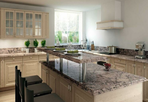 Pilihan bahan countertop berkualitas tinggi seperti kuarsa atau batu alam